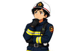 資産防衛隊 隊長のイラスト(考え込むポーズ、上半身)