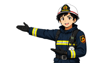 資産防衛隊 隊長のイラスト(説明・提示するポーズ、上半身)