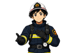 資産防衛隊 隊長のイラスト(語りかけるポーズ、上半身)