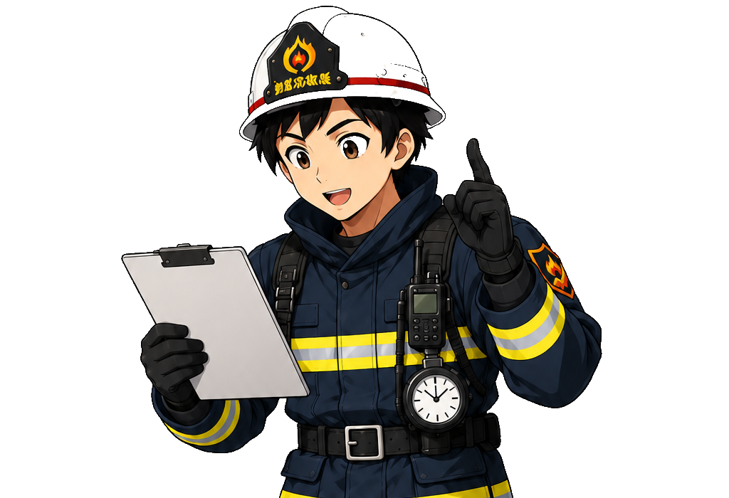 資産防衛隊 隊長のイラスト(クリップボードを持ち指を立てるポーズ、上半身)