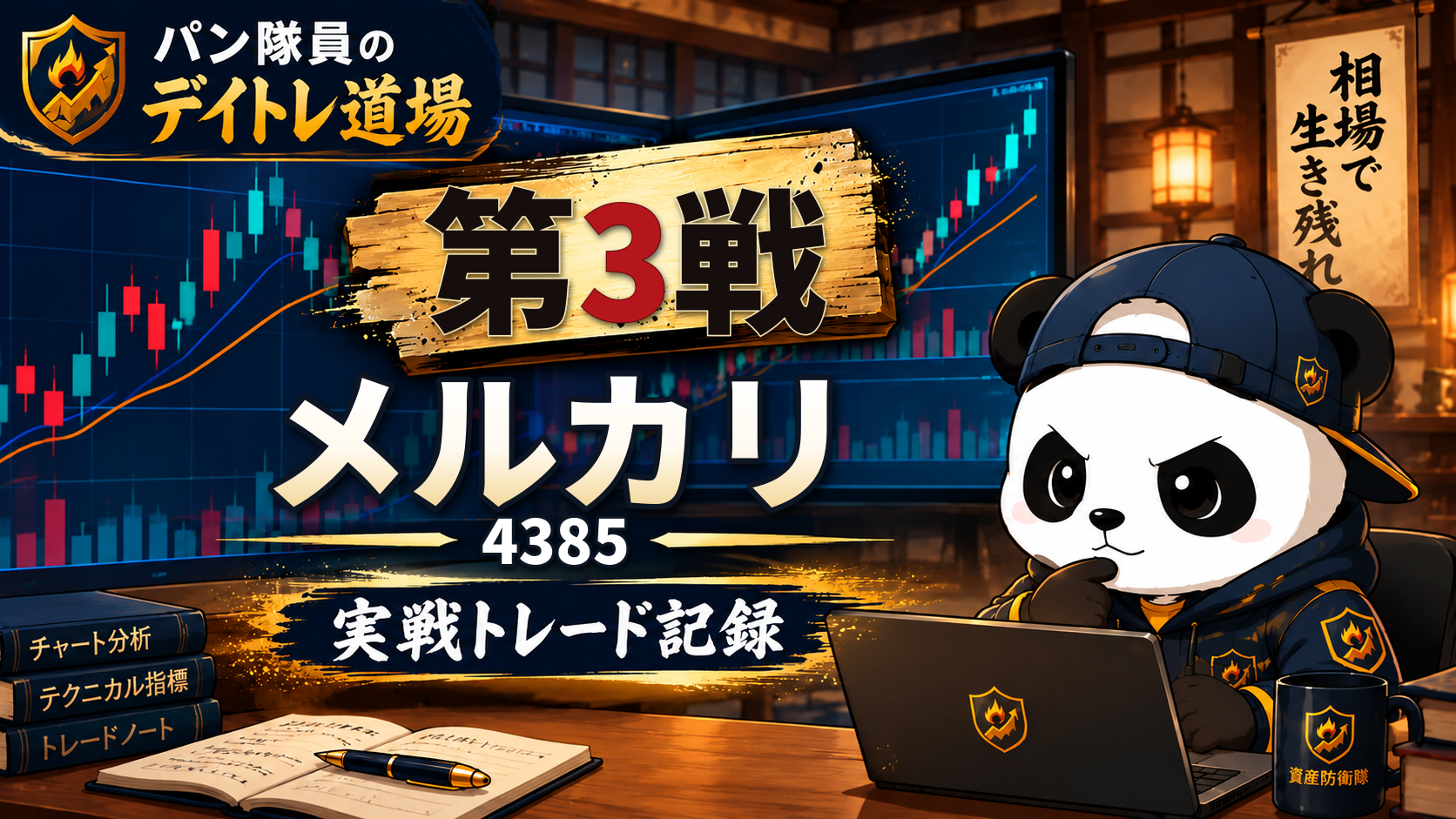 パン隊員のデイトレ道場 第3戦 メルカリ 4385 実戦トレード記録