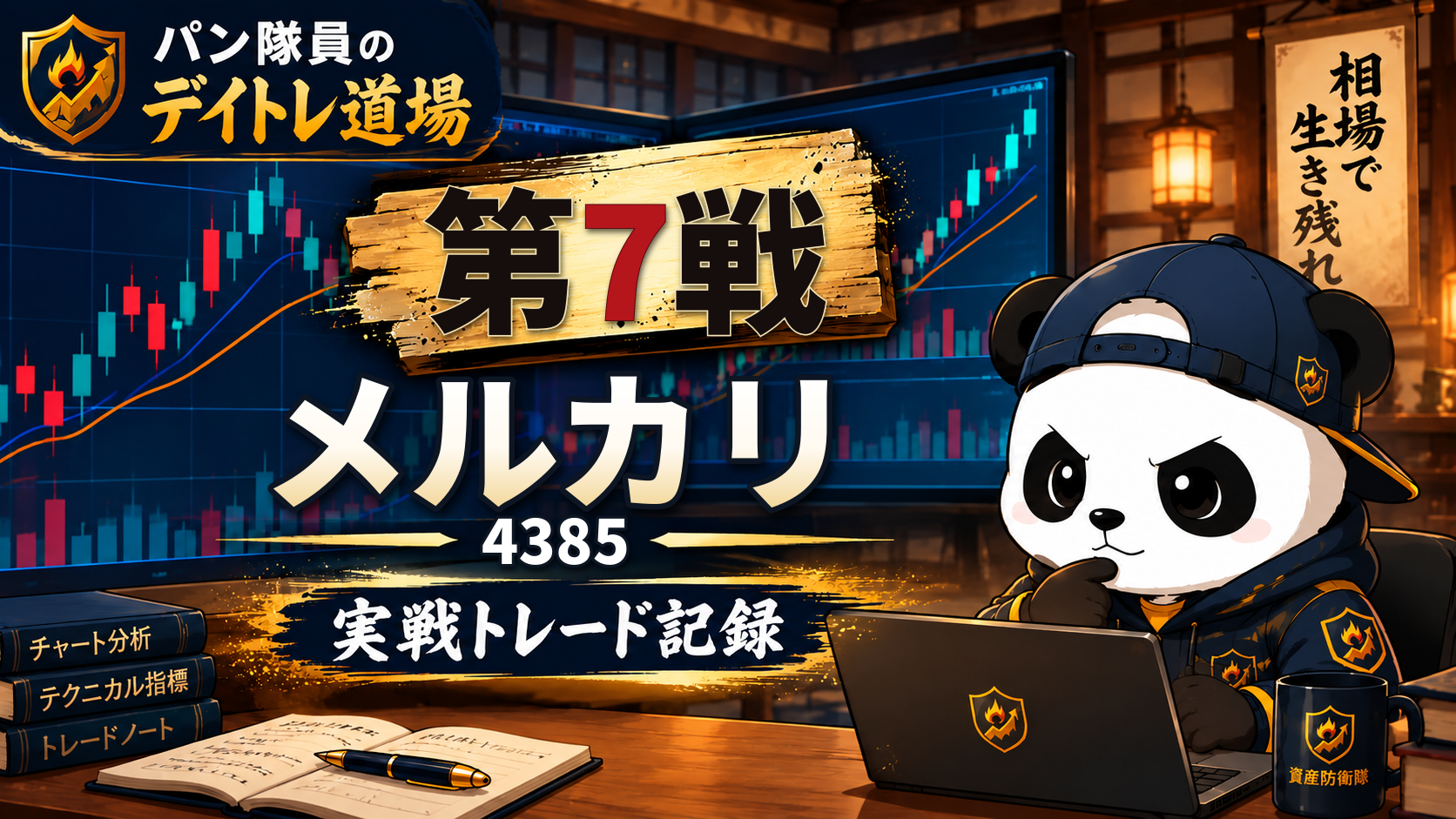 パン隊員のデイトレ道場 第7戦 メルカリ 4385 実戦トレード記録