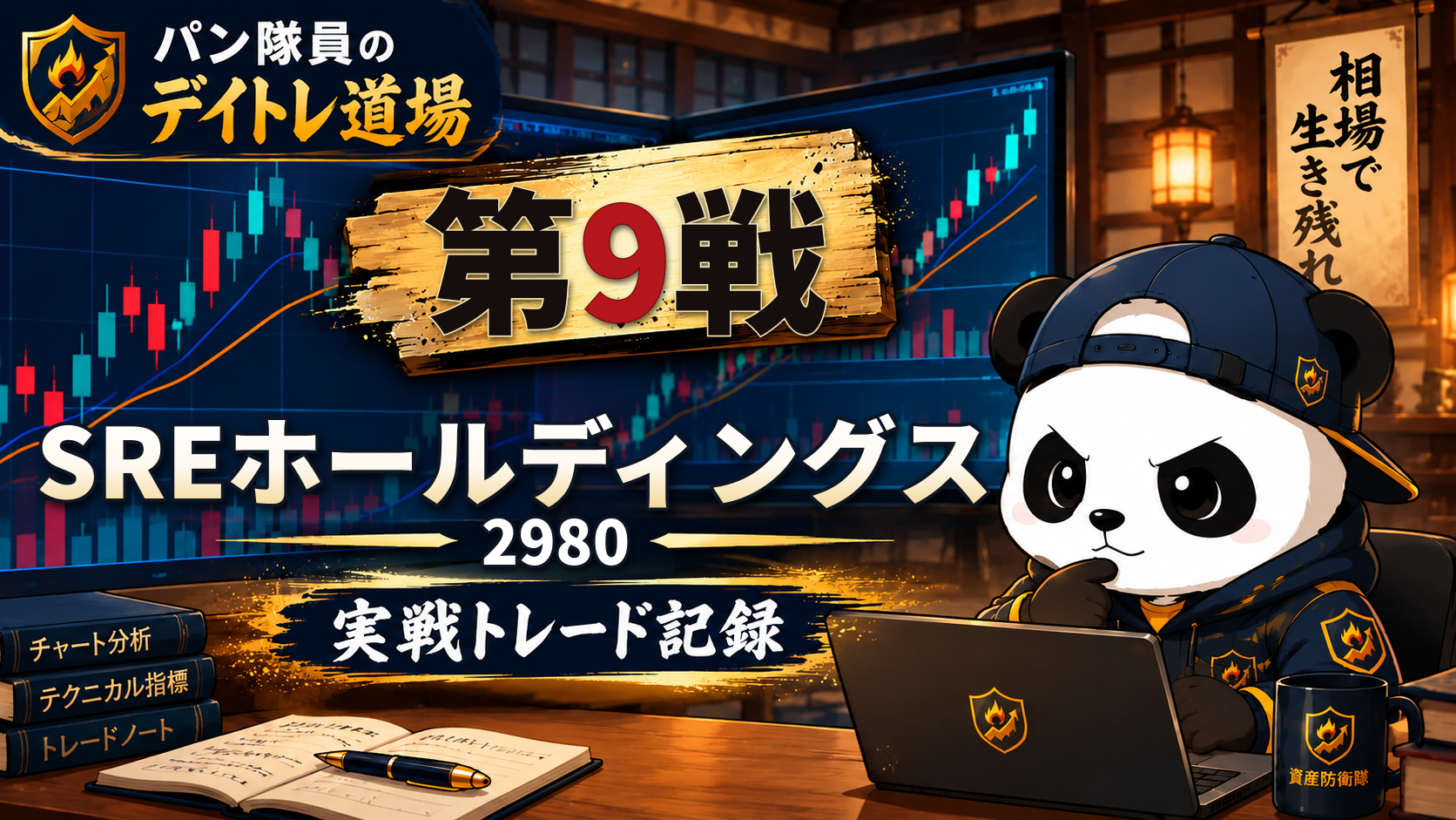 パン隊員のデイトレ道場 第9戦 SREホールディングス 2980 実戦トレード記録